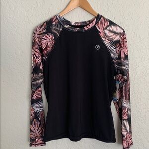 NWT Women's Scattered Palm HURLEY UPF 50+ Rashguard Size Large